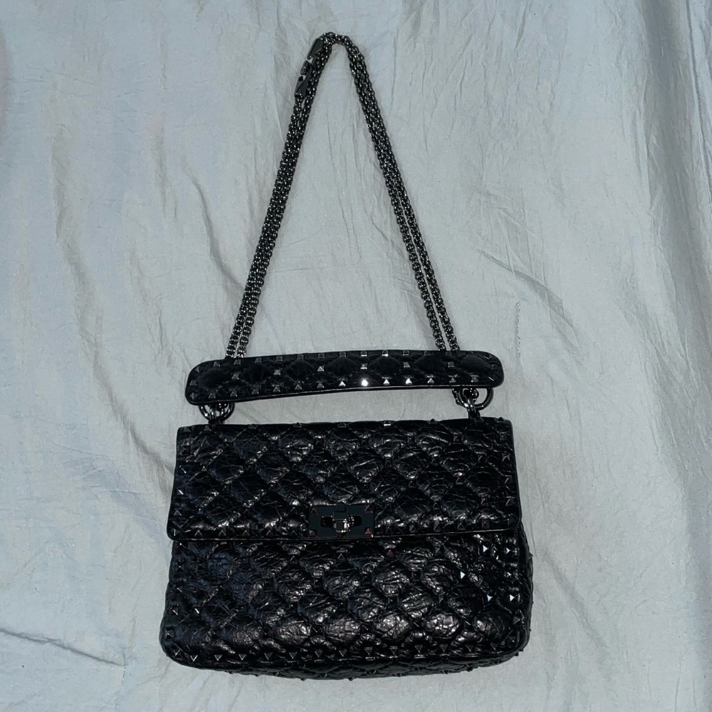 Valentino spike bag, medium size black on black